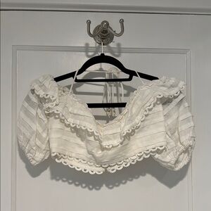 Zimmermann White Striped Crop Top